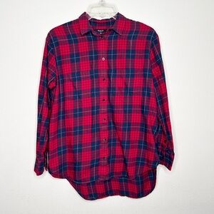 Madewell red and blue checkered plaid button down shirt